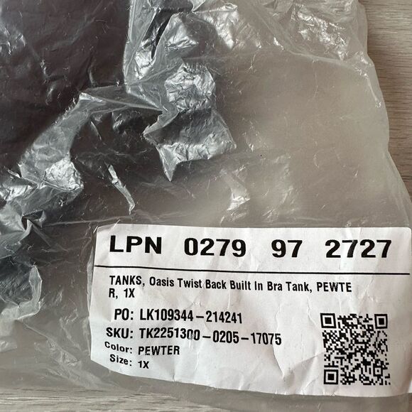 Fabletics Oasis Twist Built In Bra Tank Pewter 1X - Picture 7 of 7